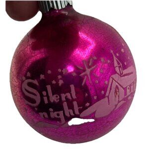 Shiny Bright Glass Silent Night Hot Pink Ball Ornament Church Stenciled Rare